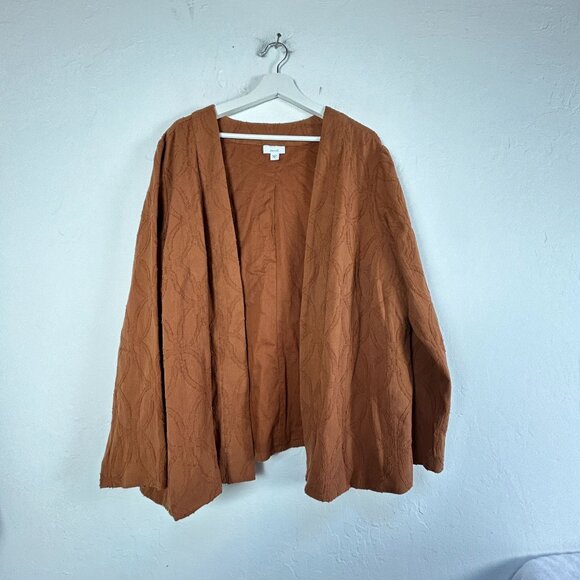 Pure Jill Womens Open Front Cardigan Jacket XL Rust Textured 100% Cotton Pockets - Picture 1 of 8